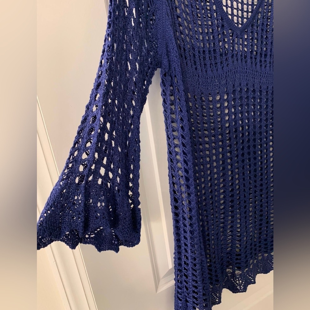 #360 - NWT Simply Noelle Open-Weave Knit Tunic Sweater/Cover-Up, Blue, Size XXL - Picture 6 of 10
